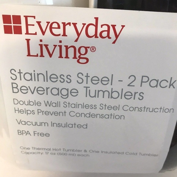 Everyday Living Stainless Steel Beverage Tumblers 2 Pack WHITE+BLACK New - Picture 3 of 3
